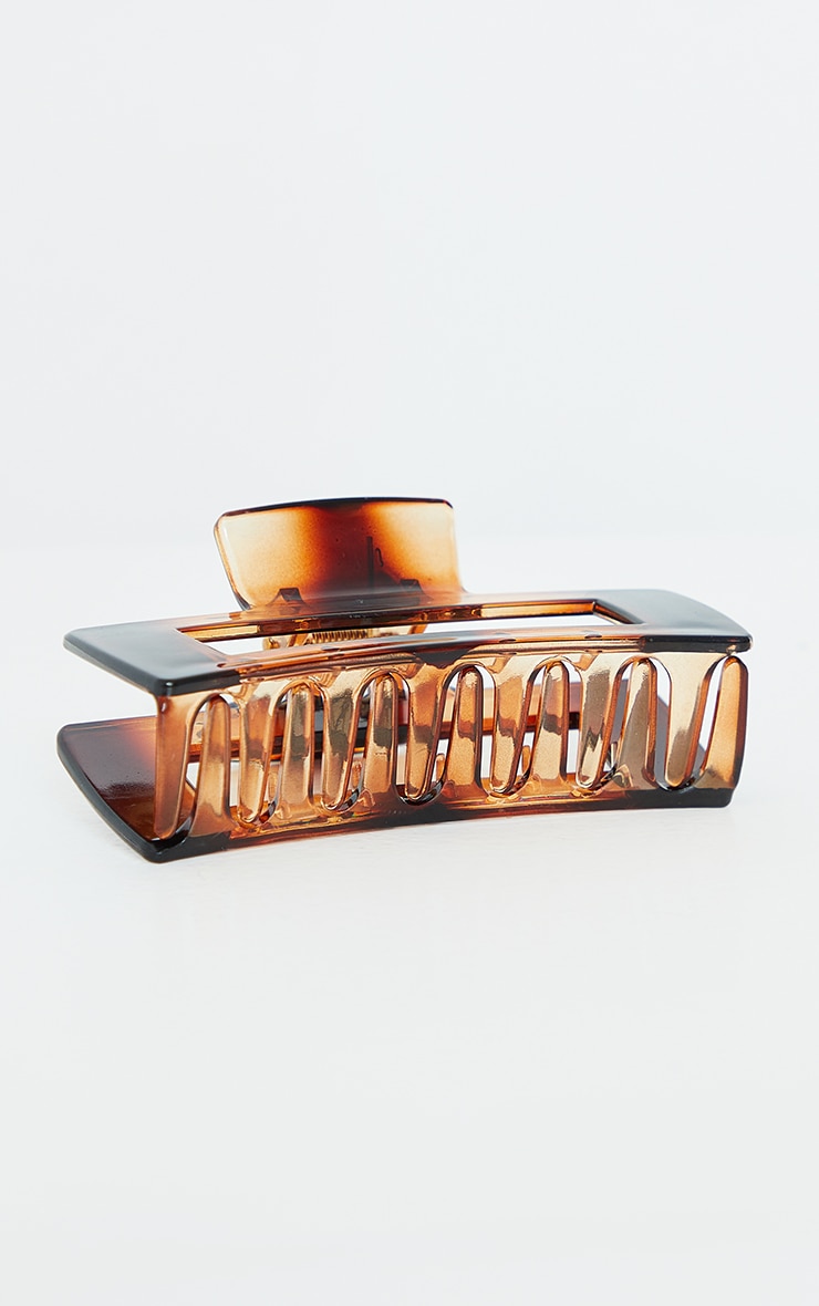 Tortoise Oversized Rectangle Cut Out Hair Clip image 3