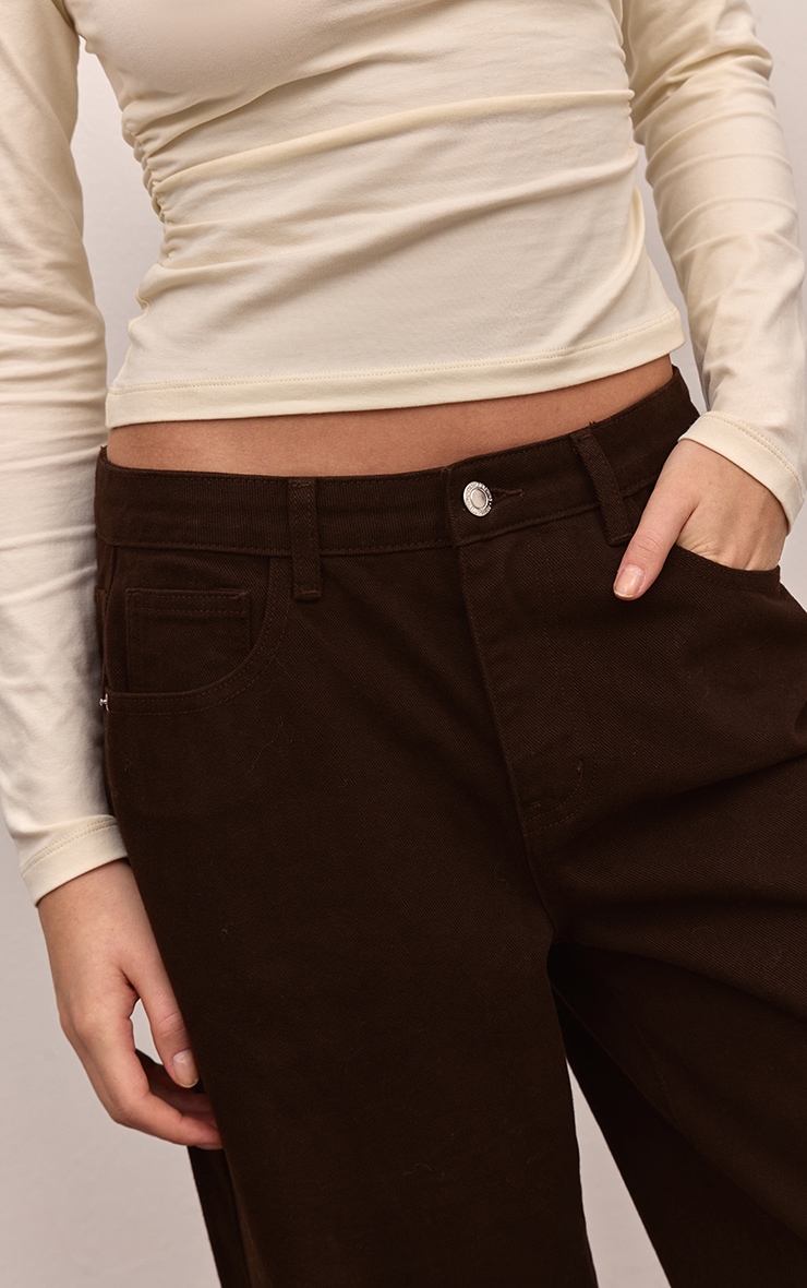Chocolate Mid Rise Straight Leg Jeans image 4