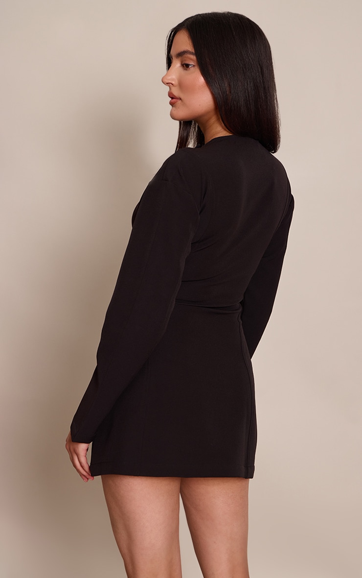 Black Button Down Shift Blazer Dress image 2