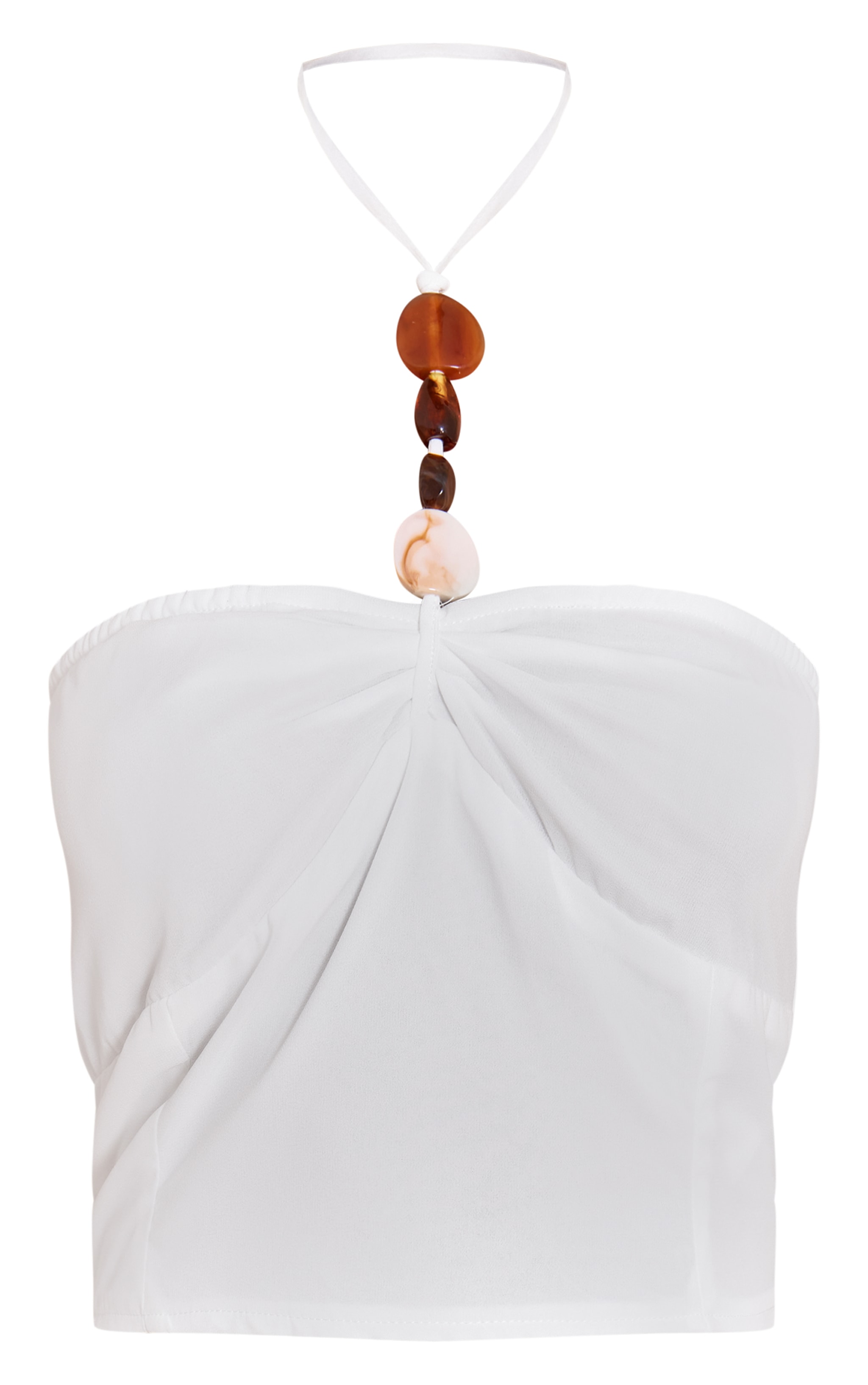 White Resin Detail Halterneck Top image 5