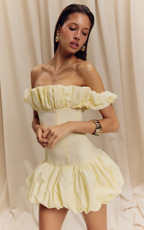 bardot lemon dress