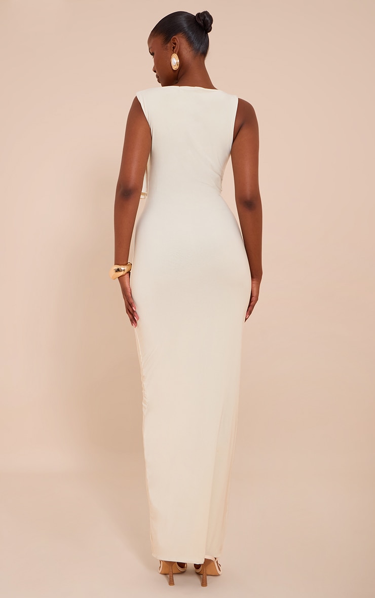 Butter Cream Slinky Knot Drape Midaxi Dress image 2