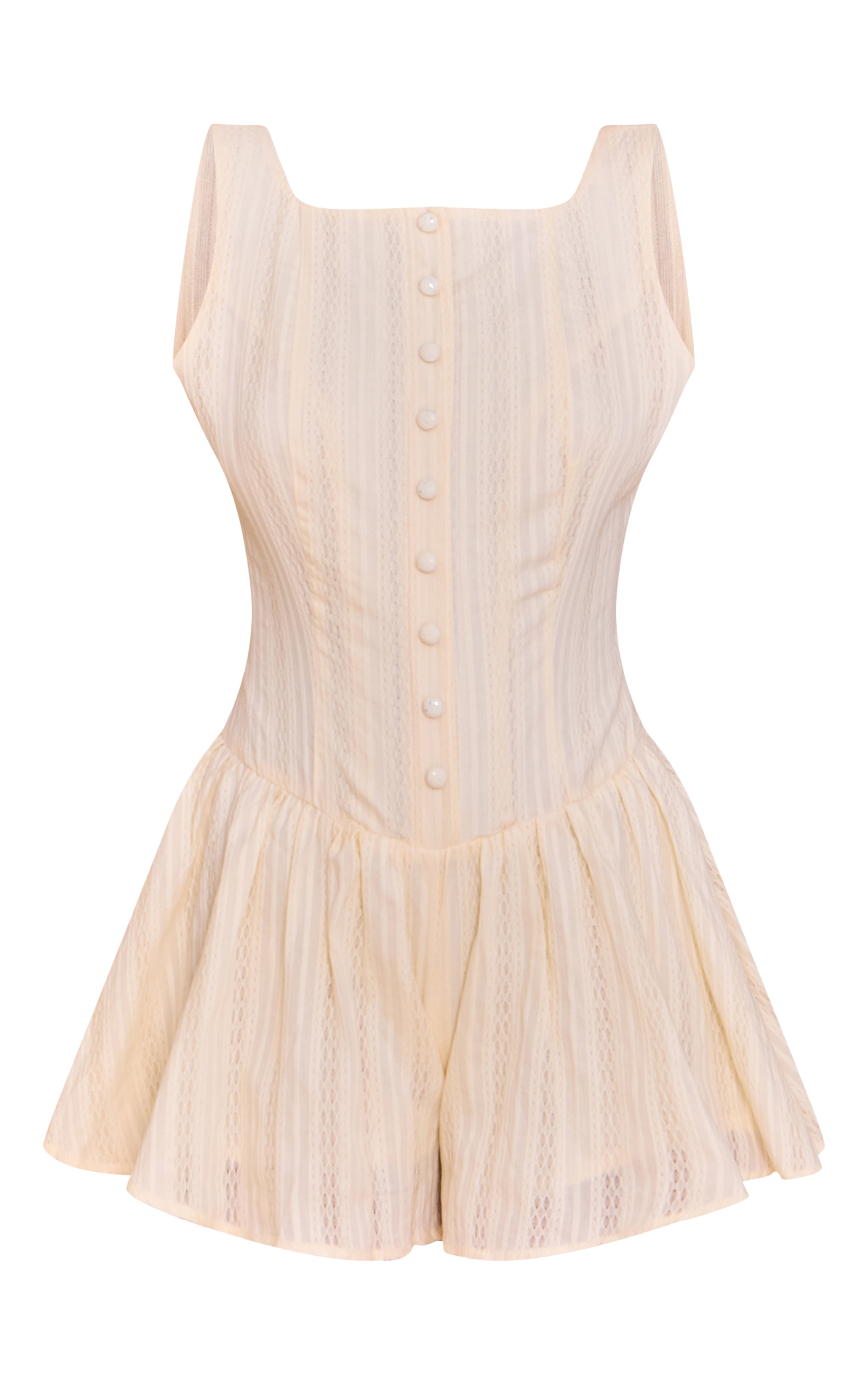 Butter Yellow Button Down Cotton Drop Waist Skort Playsuit image 5