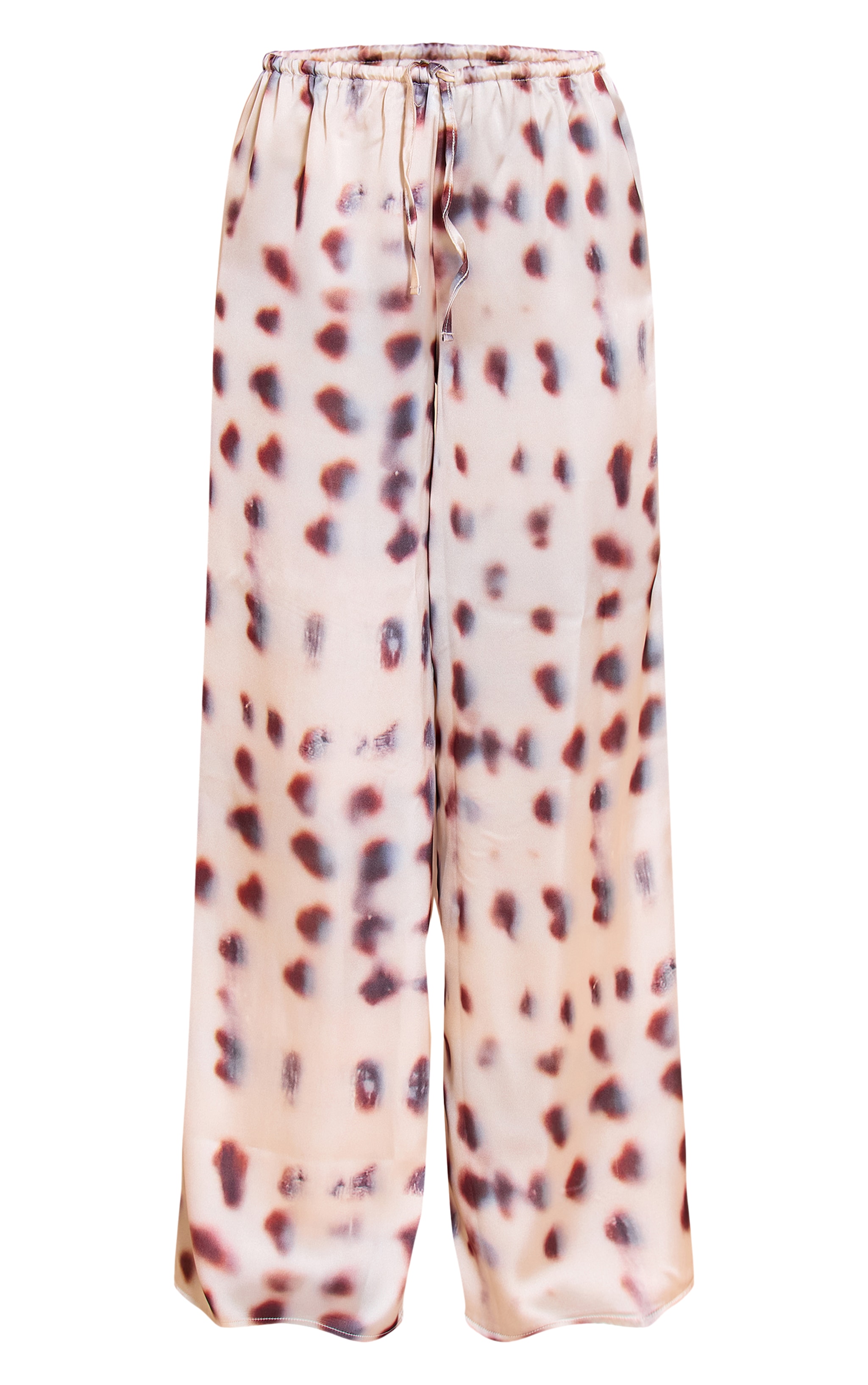 Cream Shell Printed Satin Wide Leg Pants image 5
