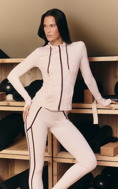PLT Pink Contrast Sculpt Seam Detail Drawstring Gym Jacket