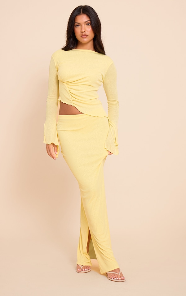 Lemon Burnout Mesh Maxi Skirt