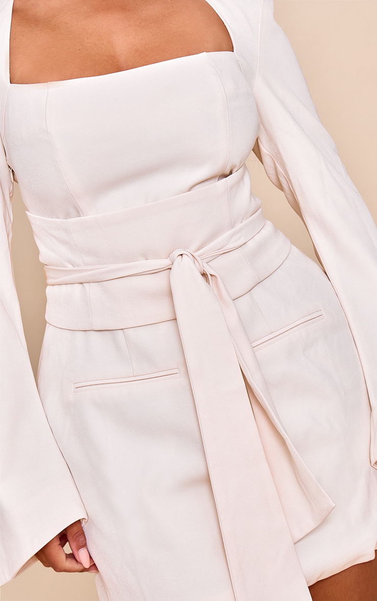 Shape Cream Tailored Sweetheart Belted Mini Dress image 4
