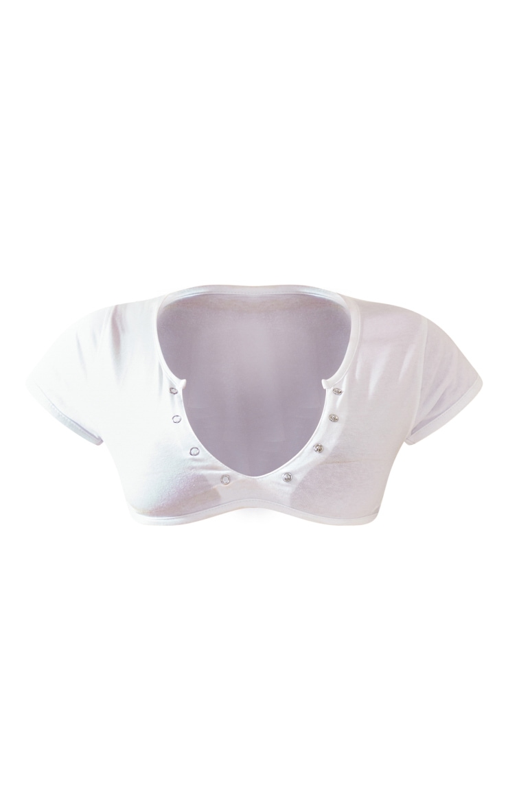 White Cotton Button Down Crop Top image 1