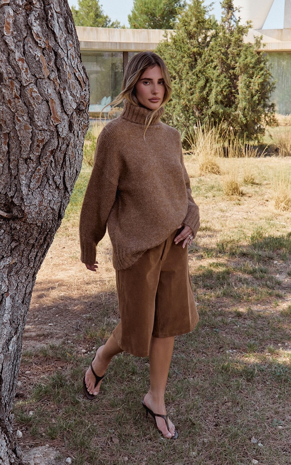 Camel Faux Suede Jorts