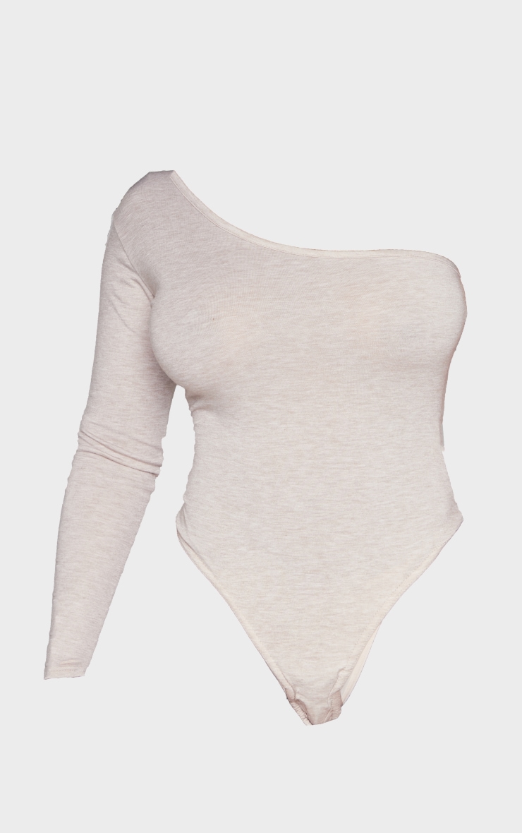 Shape Oatmeal Jersey One Shoulder Bodysuit image 5