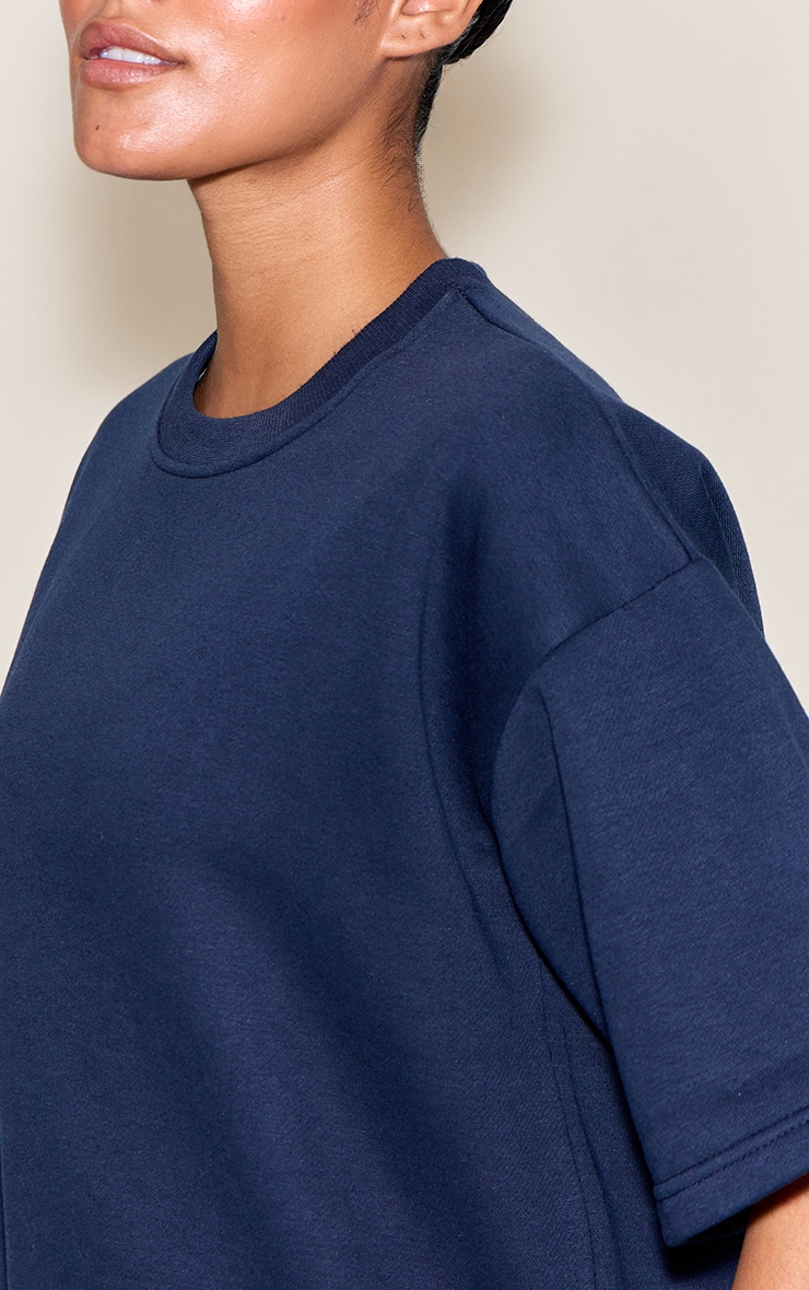 Navy Oversized Drop Shoulder Sweat T-Shirt image 4