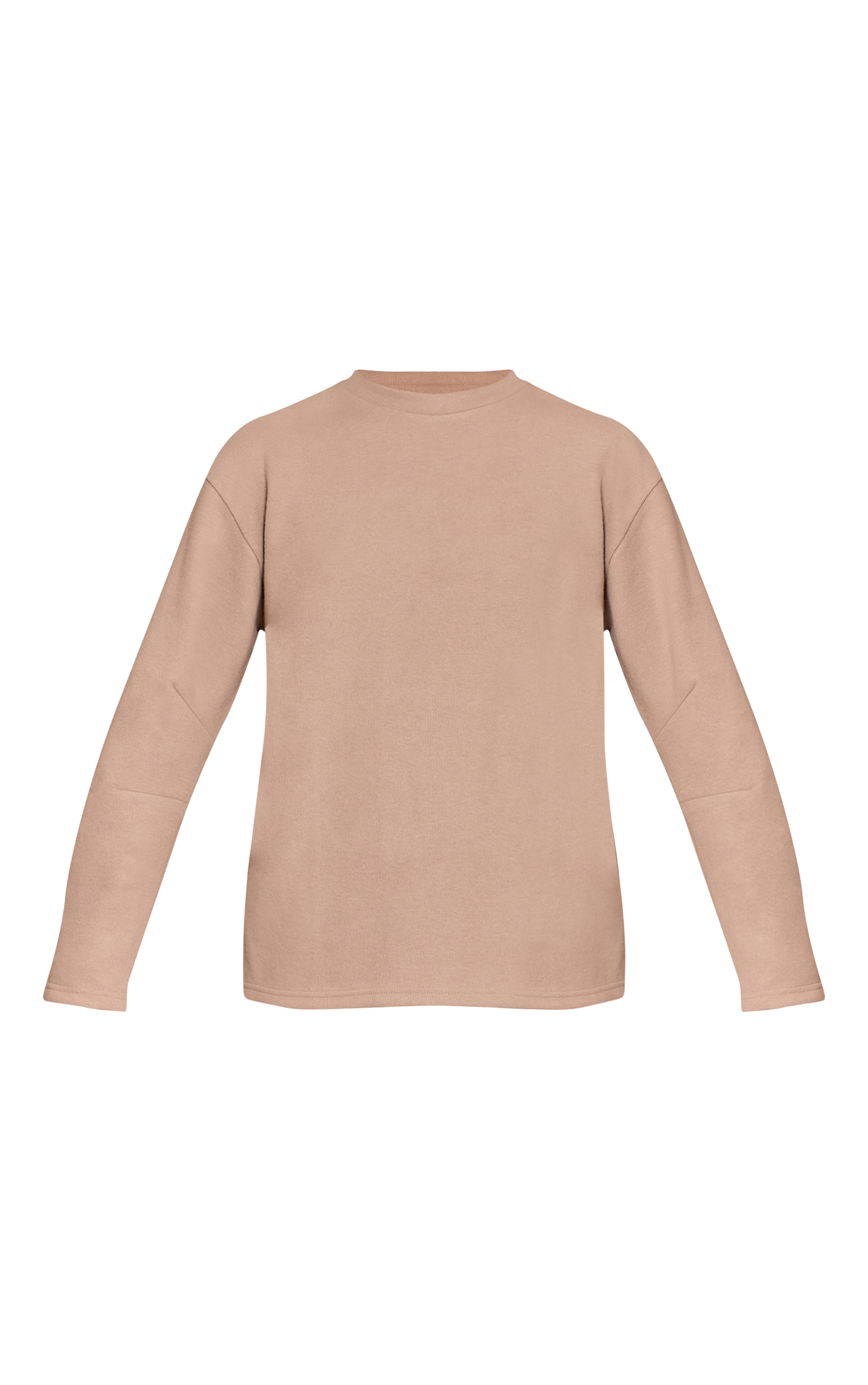 Sweat brossé côtelé taupe à manches longues image 5