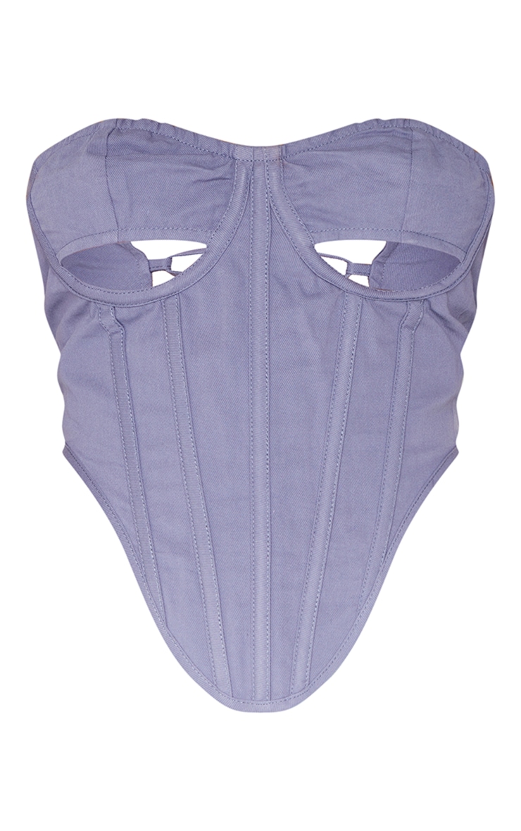 Blue Cargo Cut Out Lace Up Corset image 5