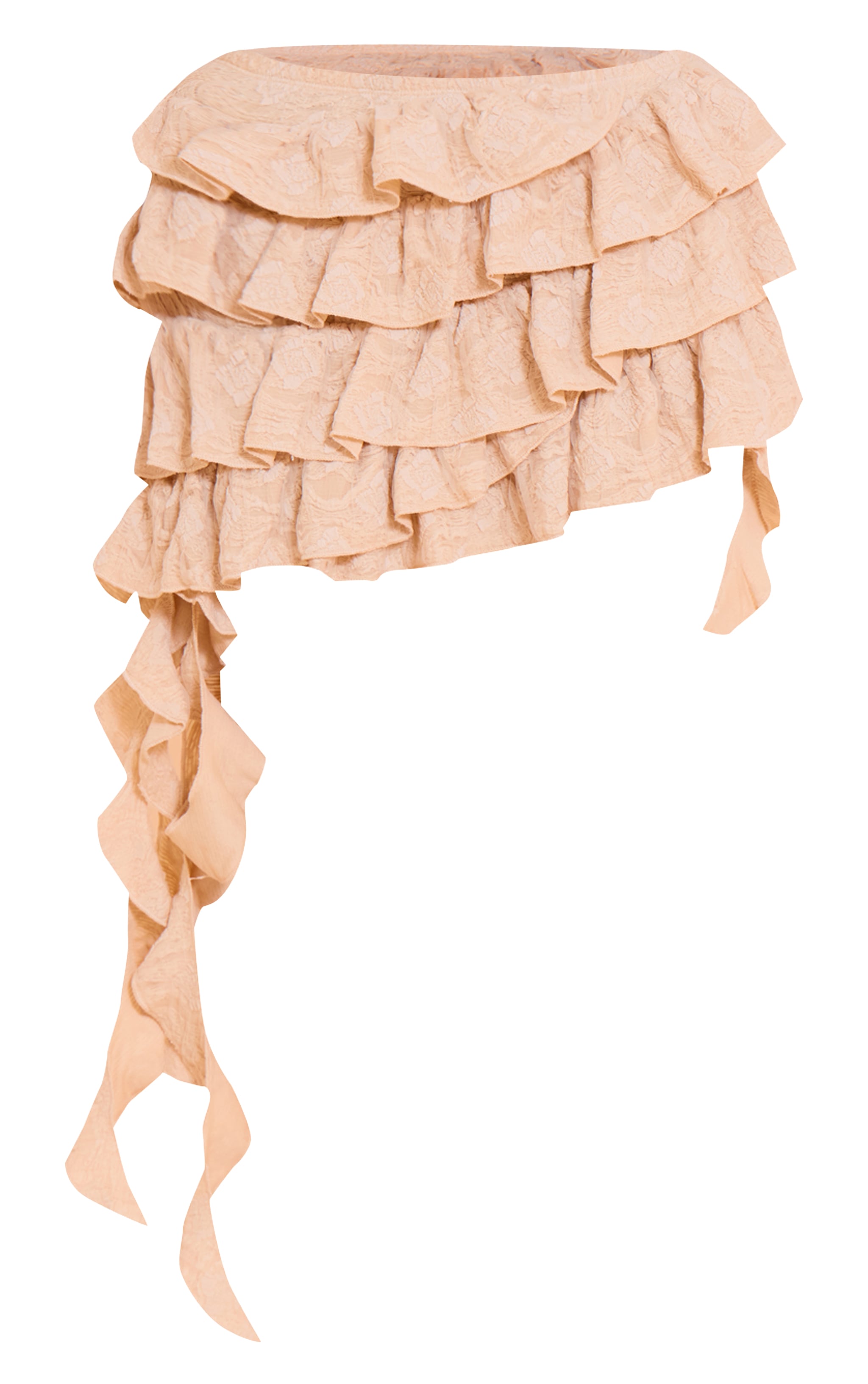 Petite Beige Textured Tiered Rara Mini Skirt image 6