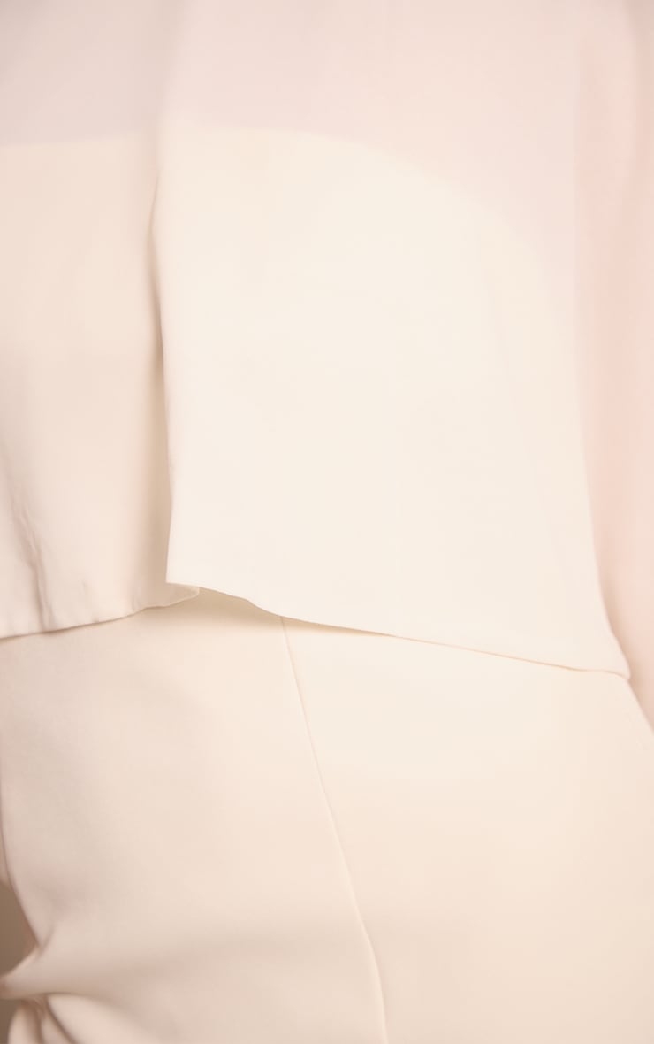Cream Woven Bandeau Drape Scarf Detail Mini Dress image 4