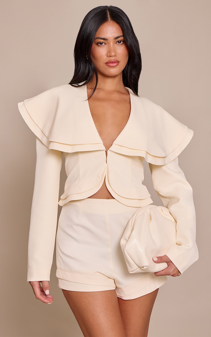 Cream Woven Tailored Oversized Romper