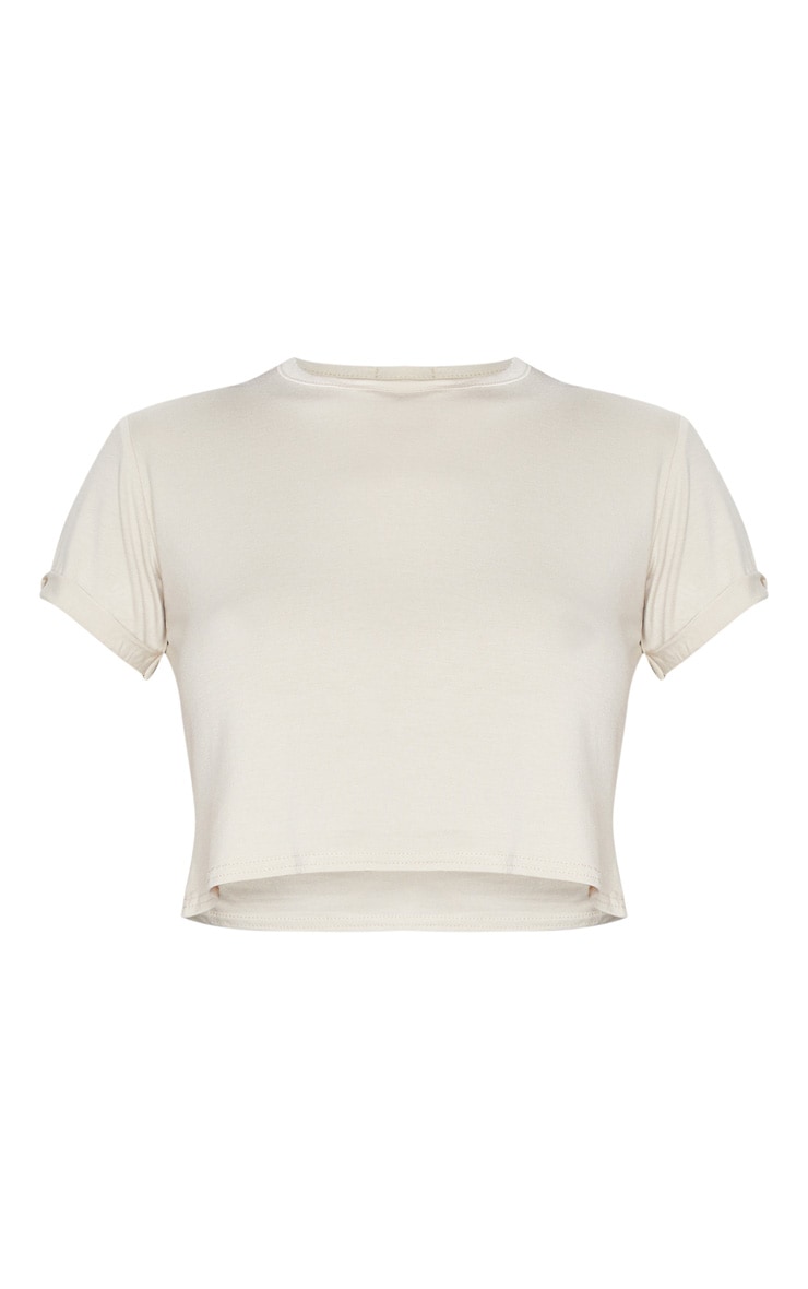 Basic Stone Roll Sleeve Crop T Shirt image 5