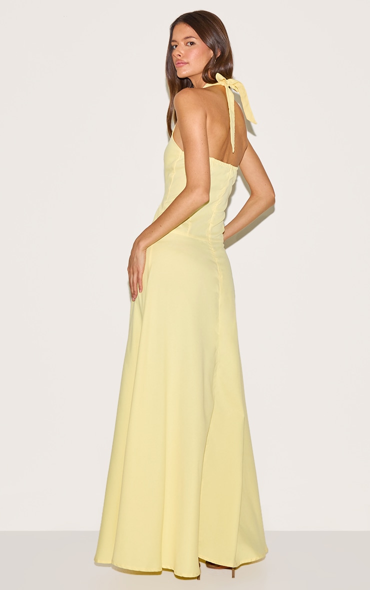 Lemon Tailored Halterneck Maxi Dress image 2