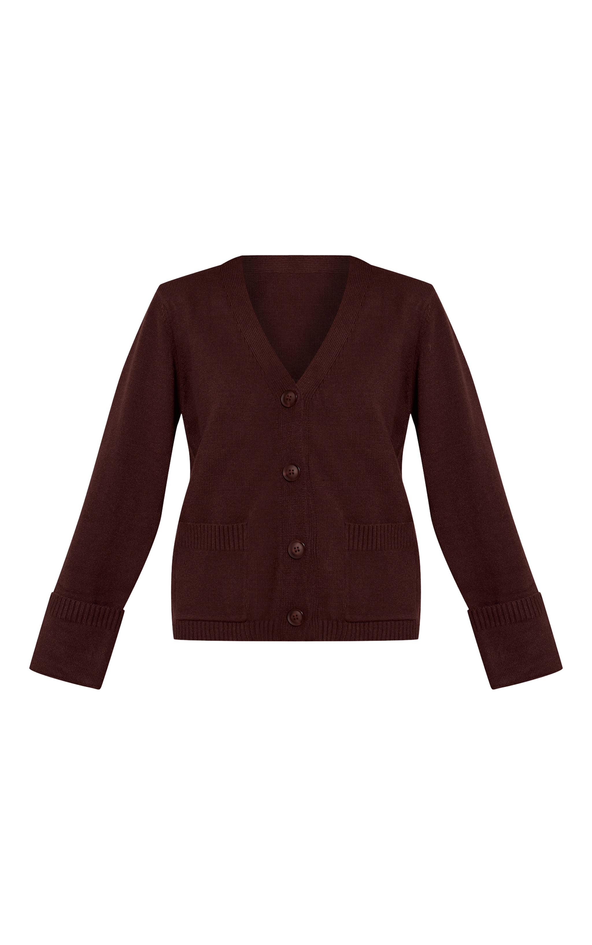 Cardigan chocolat à manchettes retroussées image 5