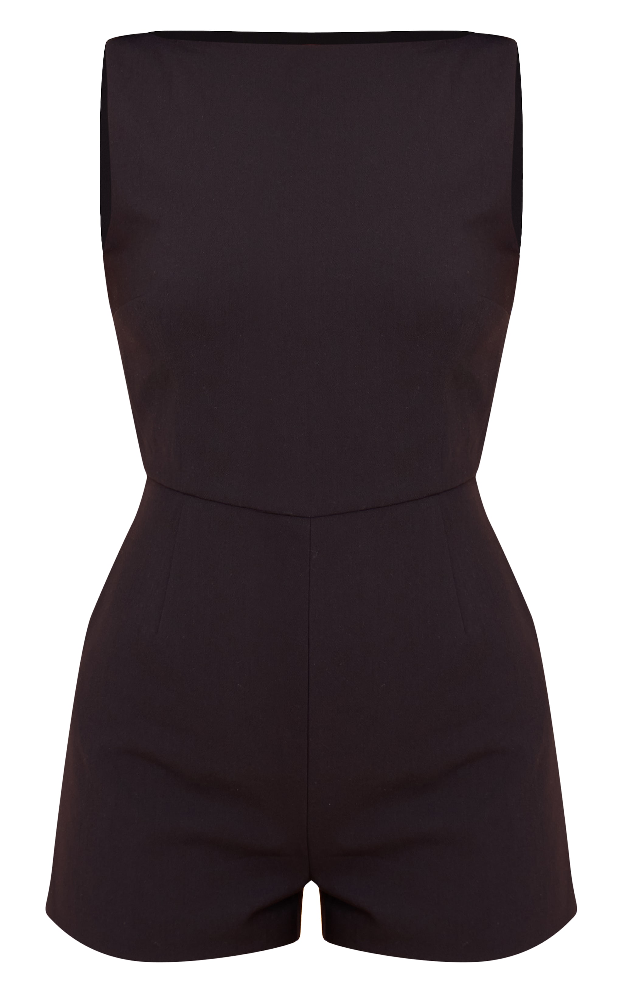 Black Woven Backless Romper image 5