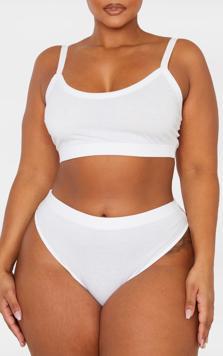 Plus White High Waist Panties