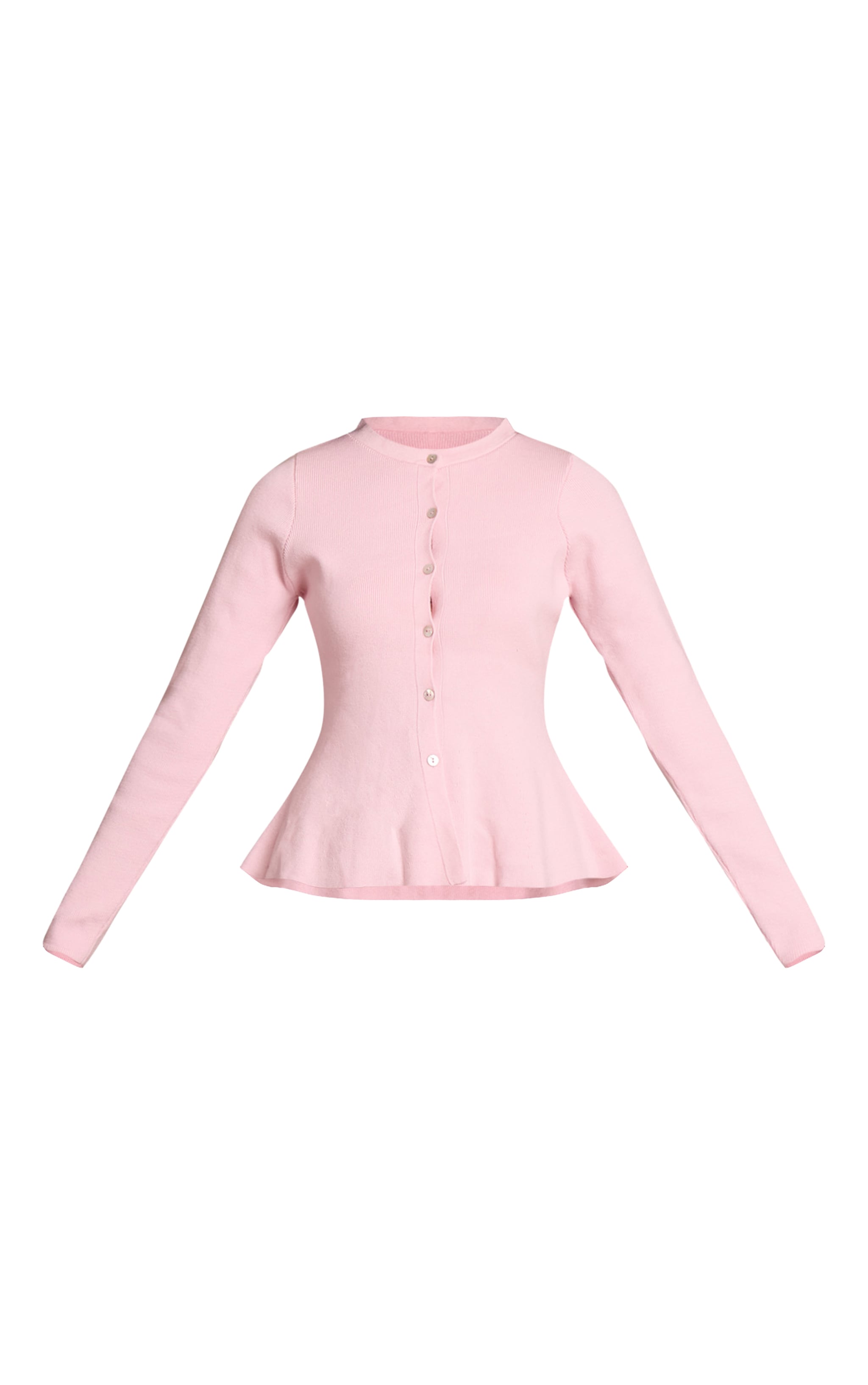 Cardigan péplum en maille compacte rose image 5