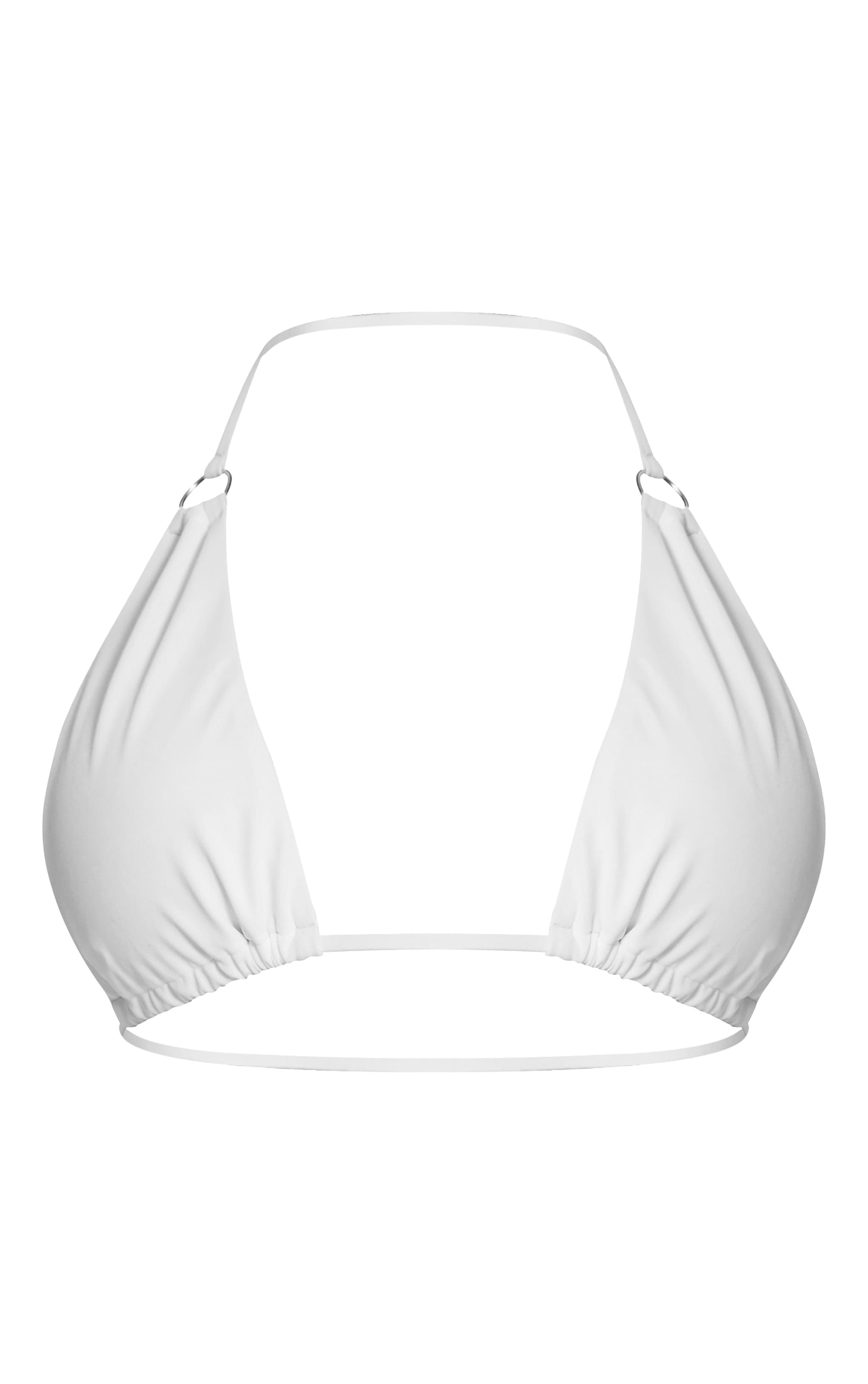 Mini haut de maillot de bain triangle blanc à anneaux et bonnets montants image 5