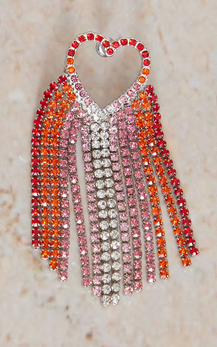 Red Heart Tassel Statement Earrings PrettyLittleThing USA