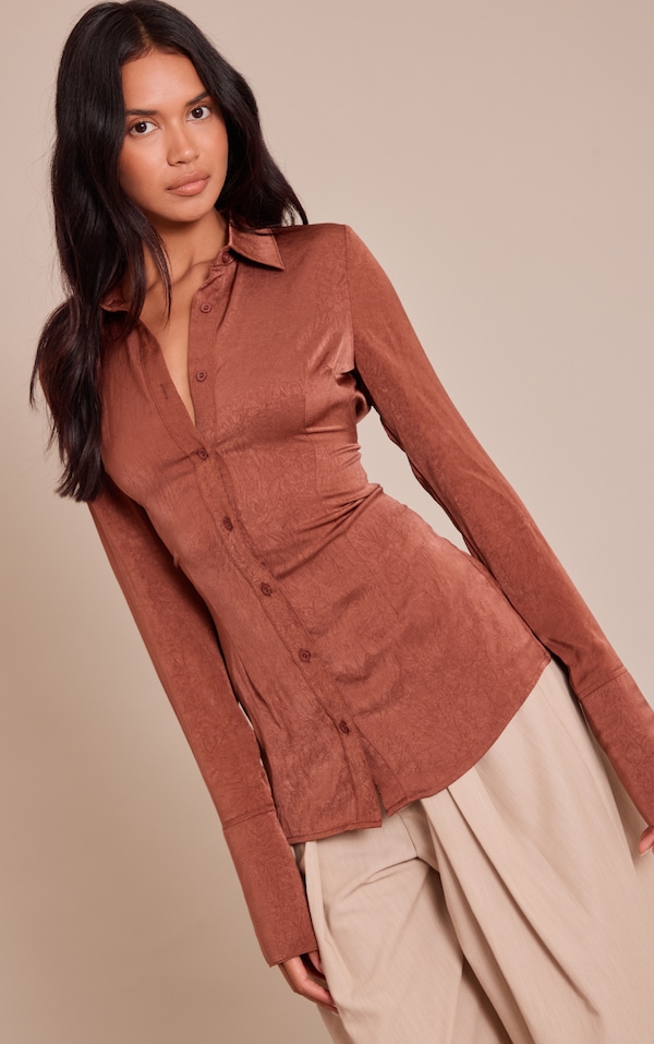 Chocolate Textured Fitted Shirt