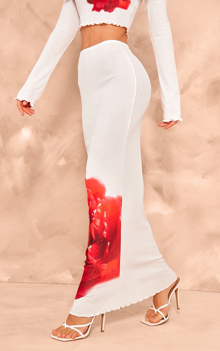 White Floral Print Maxi Skirt Co ords PrettyLittleThing CA