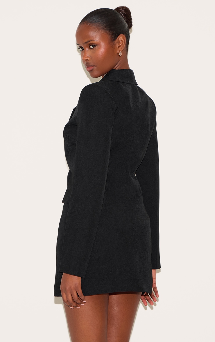 Robe Blazer Noire Cintrée à Boutons Dorés image 2