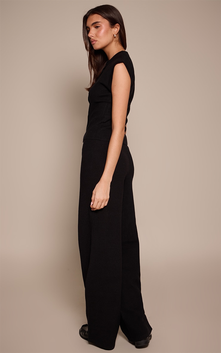 Black Knitted Drawstring Pants image 3