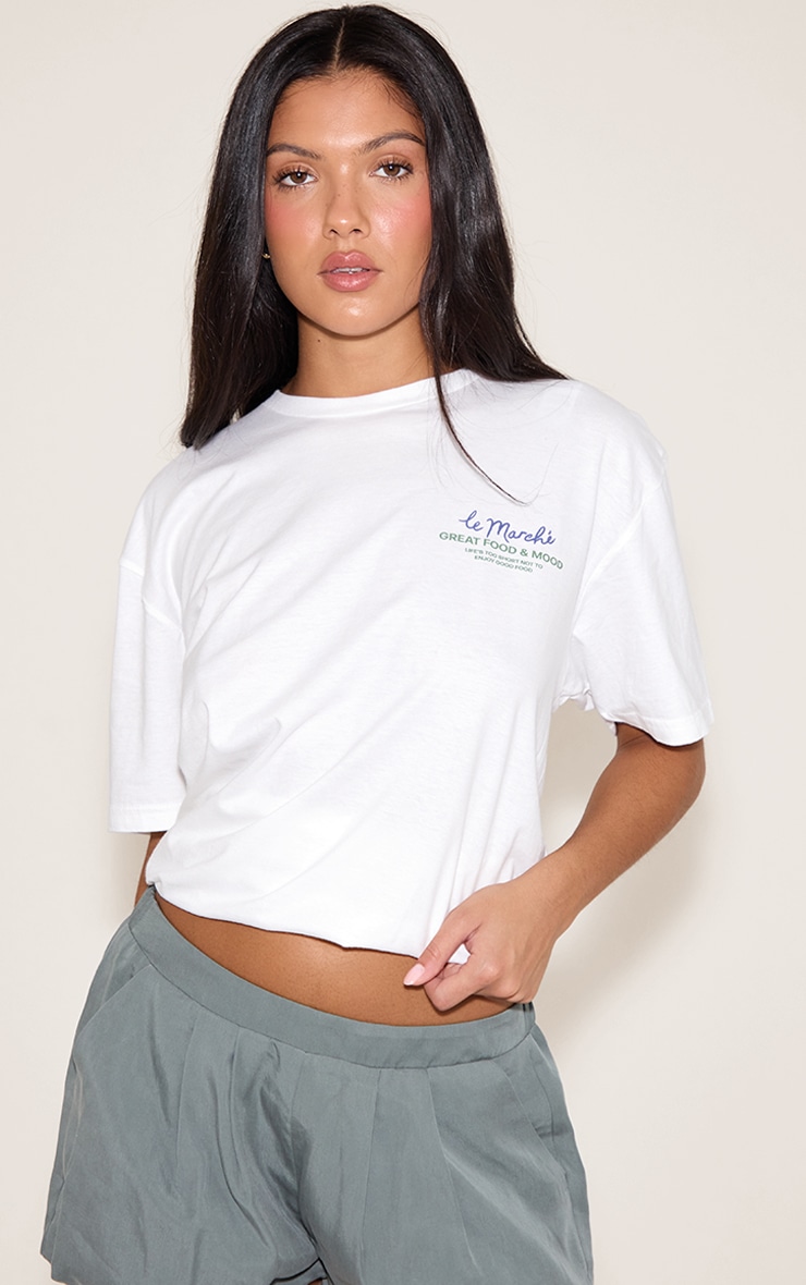 White Food Market Graphic Oversized T-shirt image 2