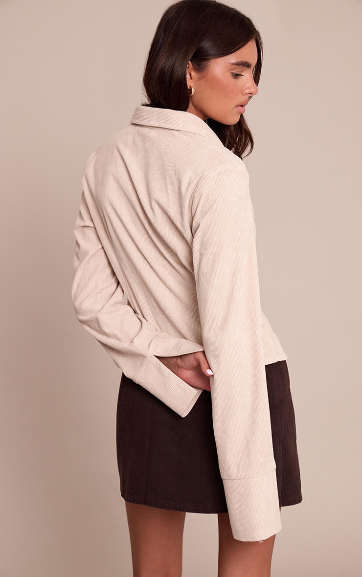 Chemise cintrée en velours côtelé sable image 2