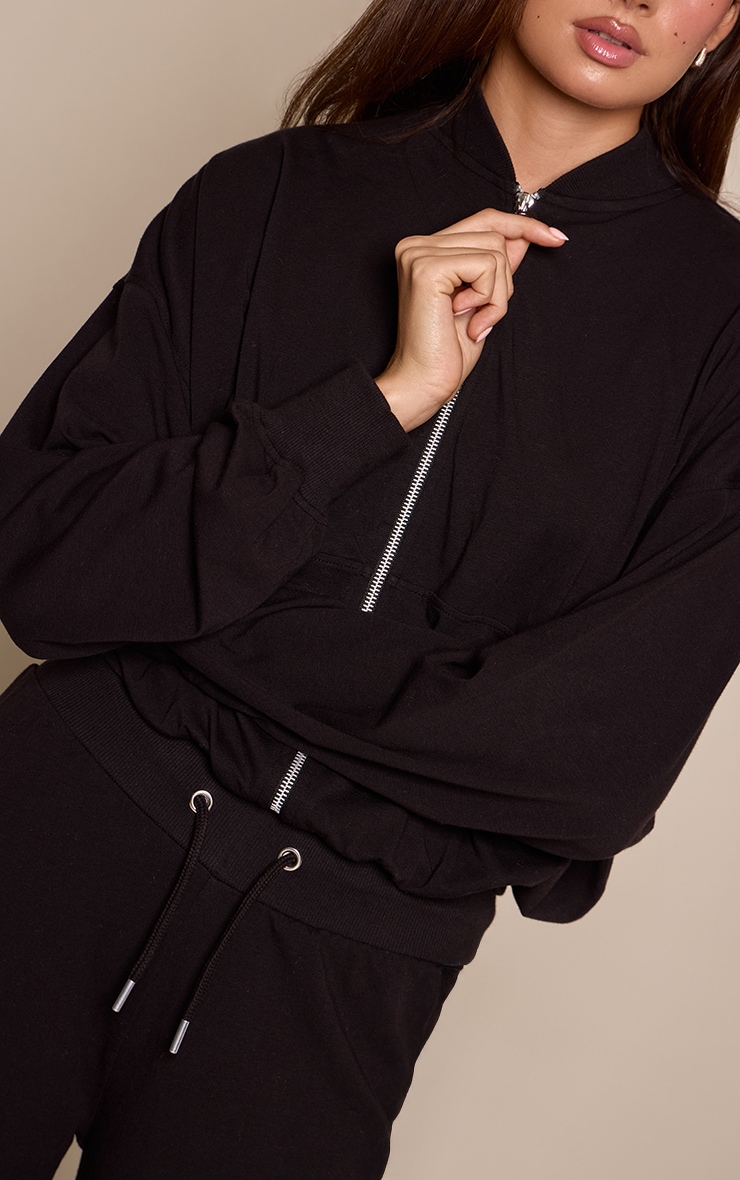 Black Casual Zip Through Bomber image 4