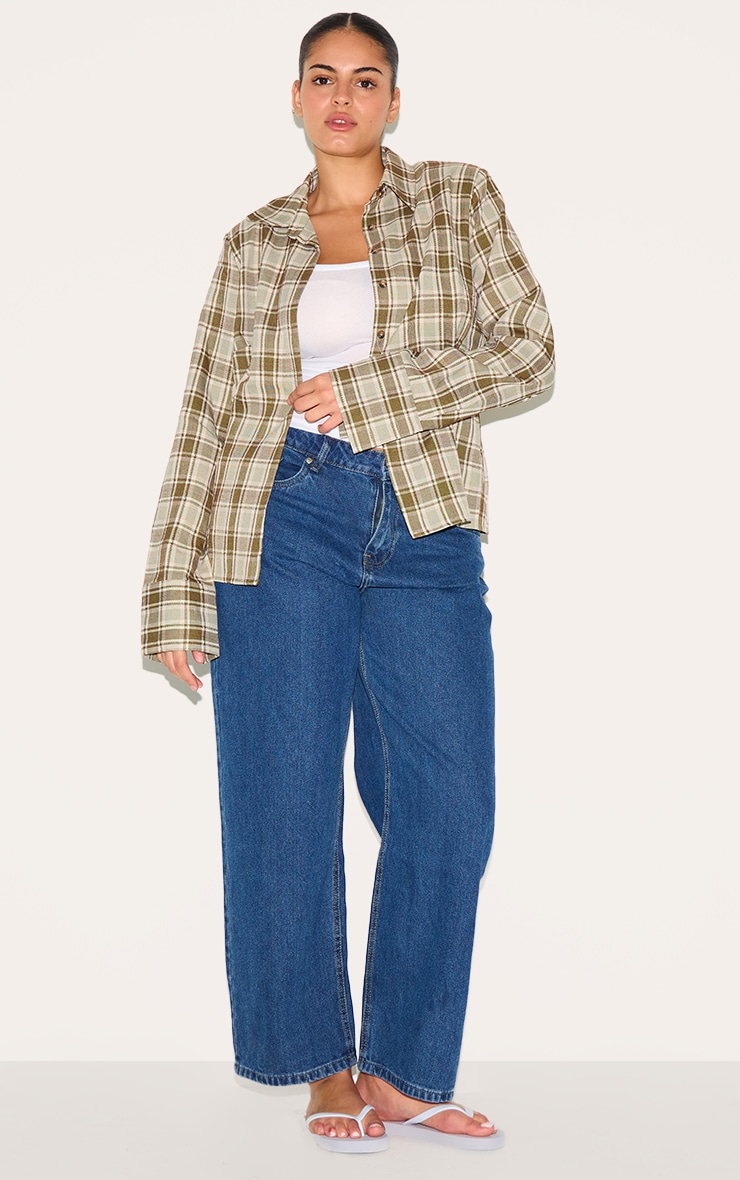 Chemise Ajustée Verte à Carreaux Taille Plus image 3