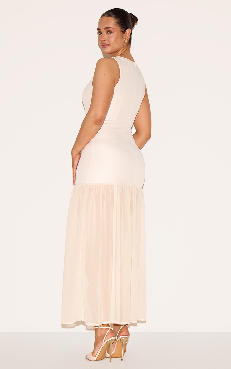 Shape Cream Boat Neck Dropped Waist Maxi Dress image 2