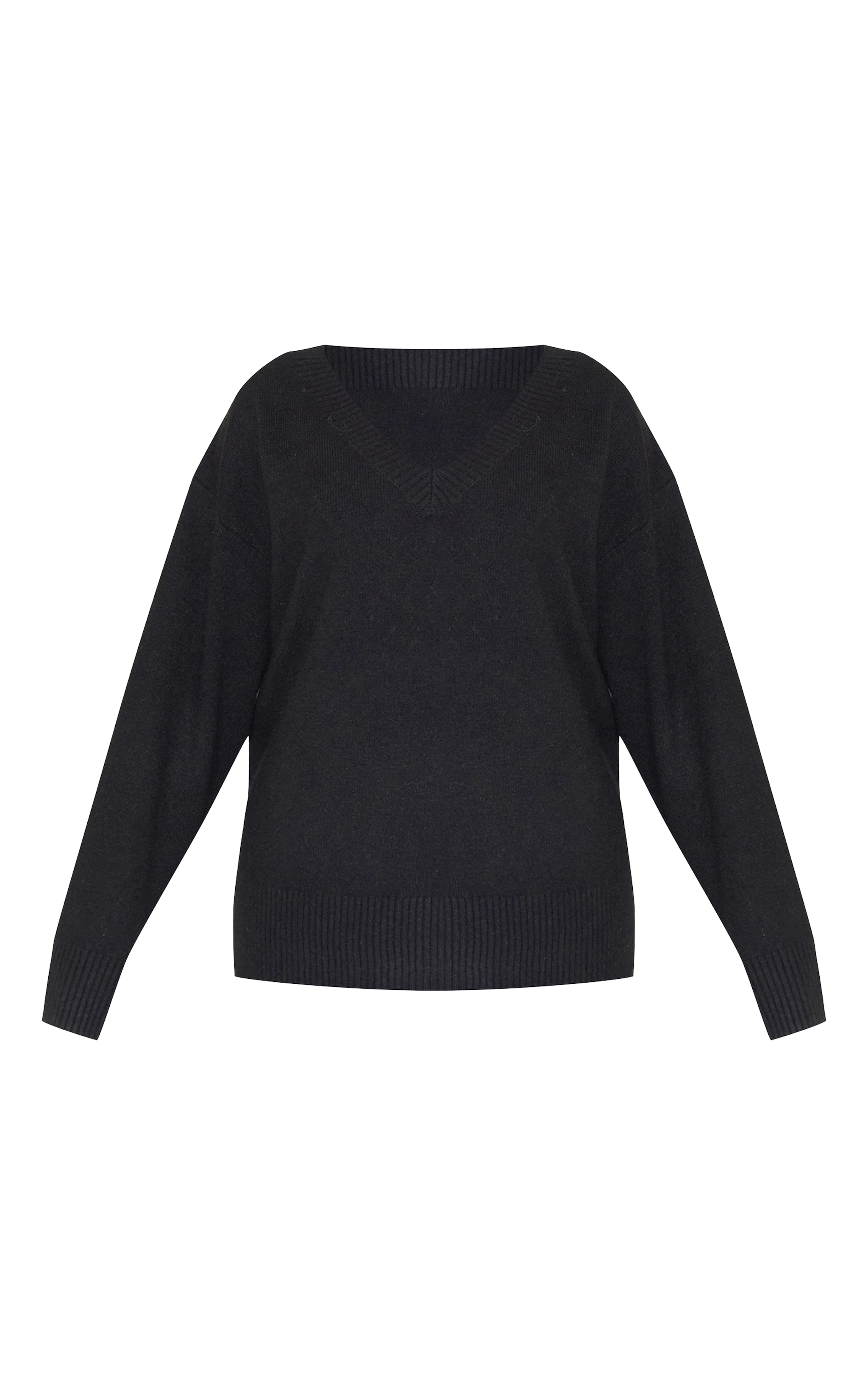 Plus Black Knit V-neck Jumper image 5