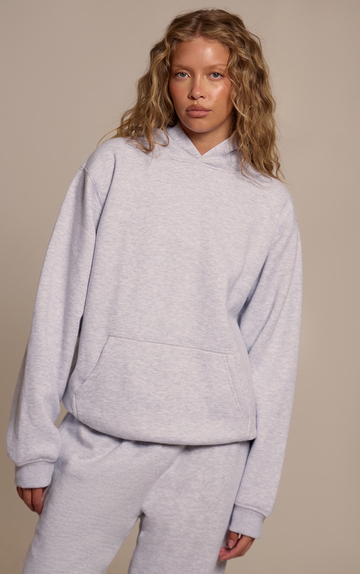 Ash Grey Cotton Fleece Pullover Hoodie image 1
