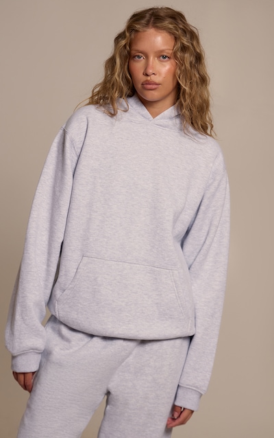 Hoodie pullover en coton polaire gris cendré