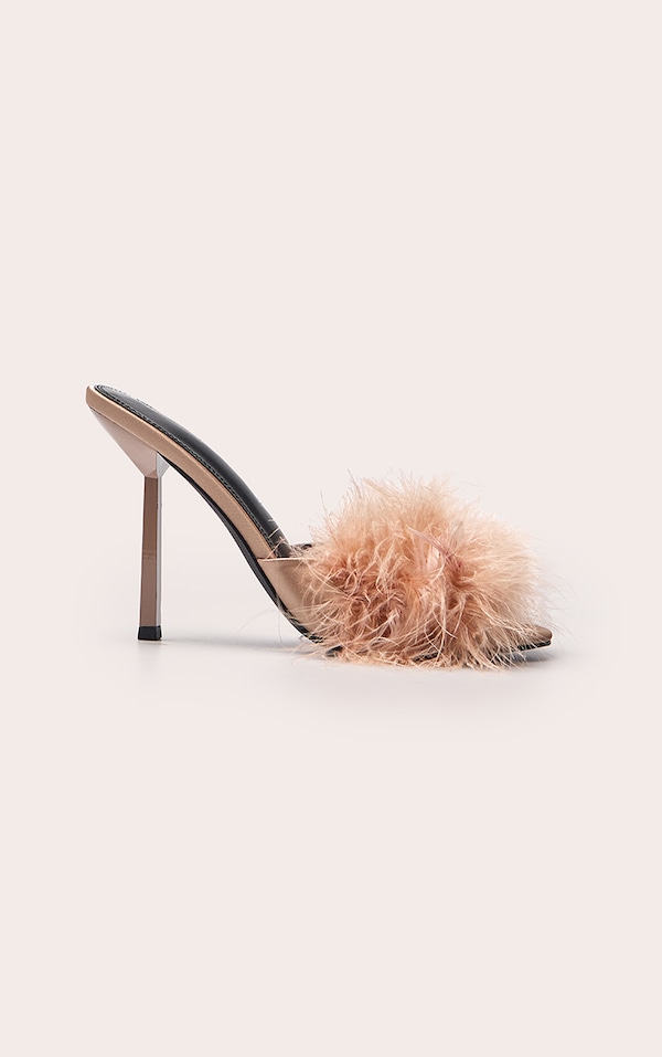 Blush Feather Heeled Mule
