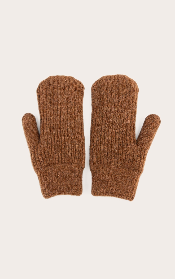 Chocolate Ribbed Knit Mitten image 2