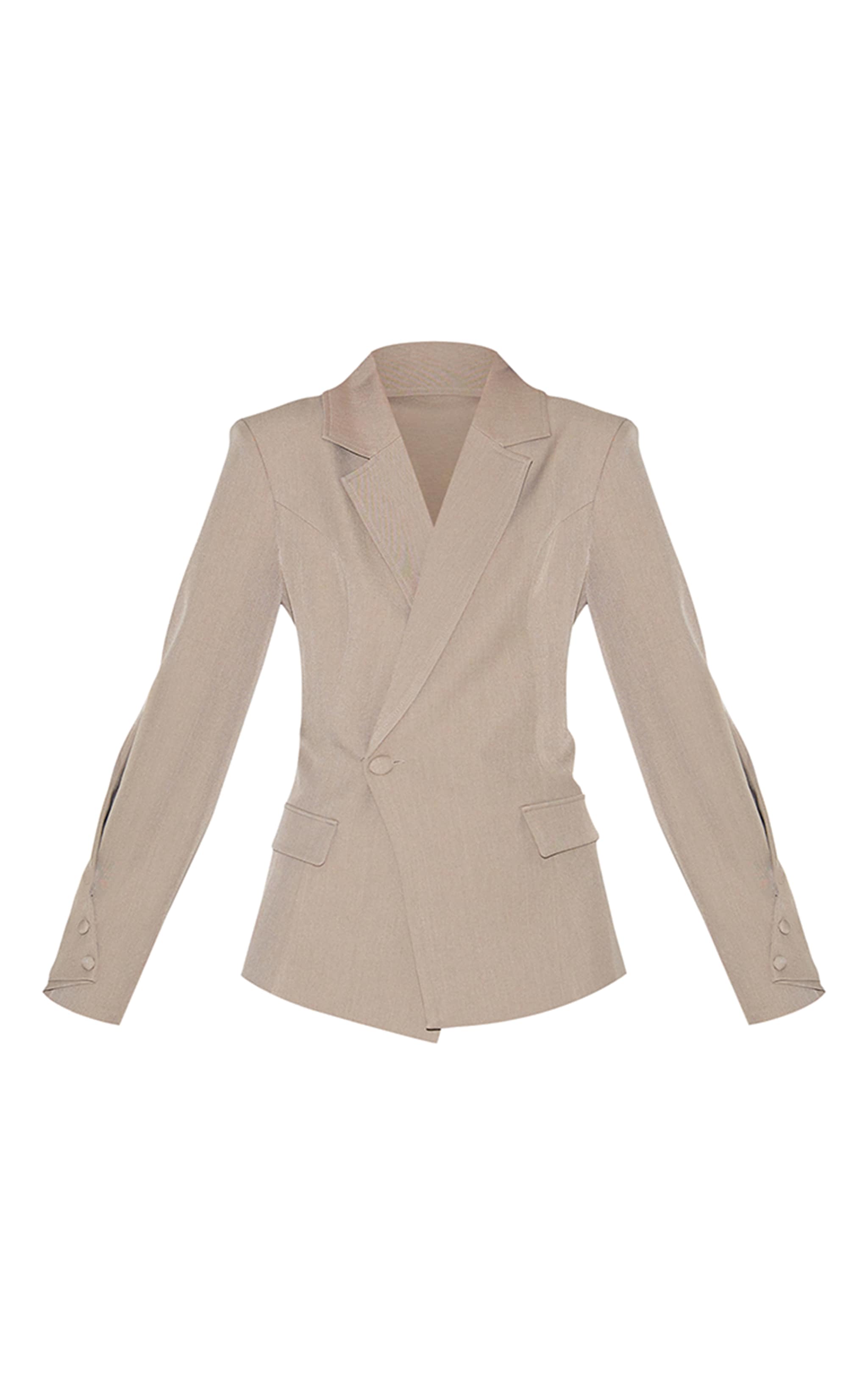 Blazer ajusté tissé gris champignon à taille cintrée image 5