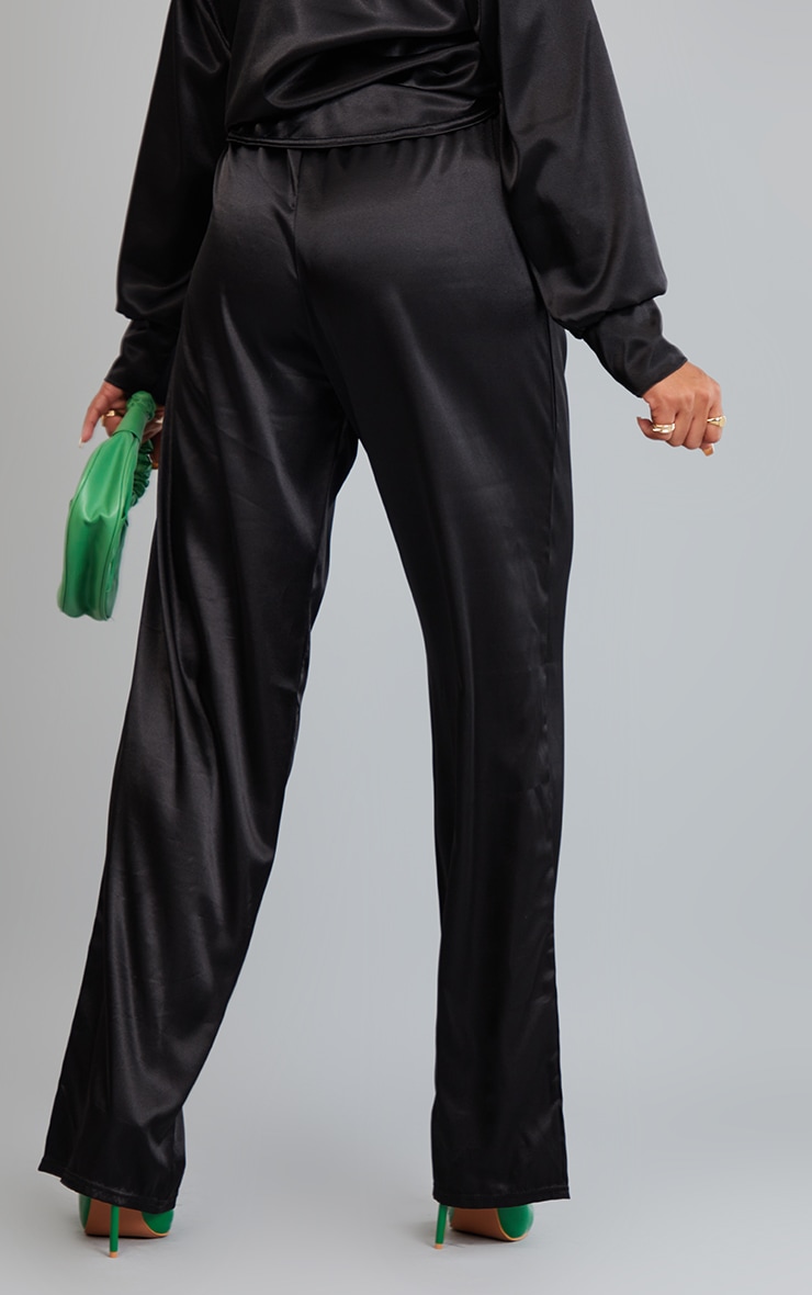 Maternity Black Satin Wide leg Flare Trousers image 3