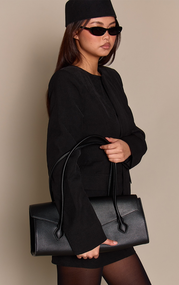 Black Woven Structured Blazer image 4