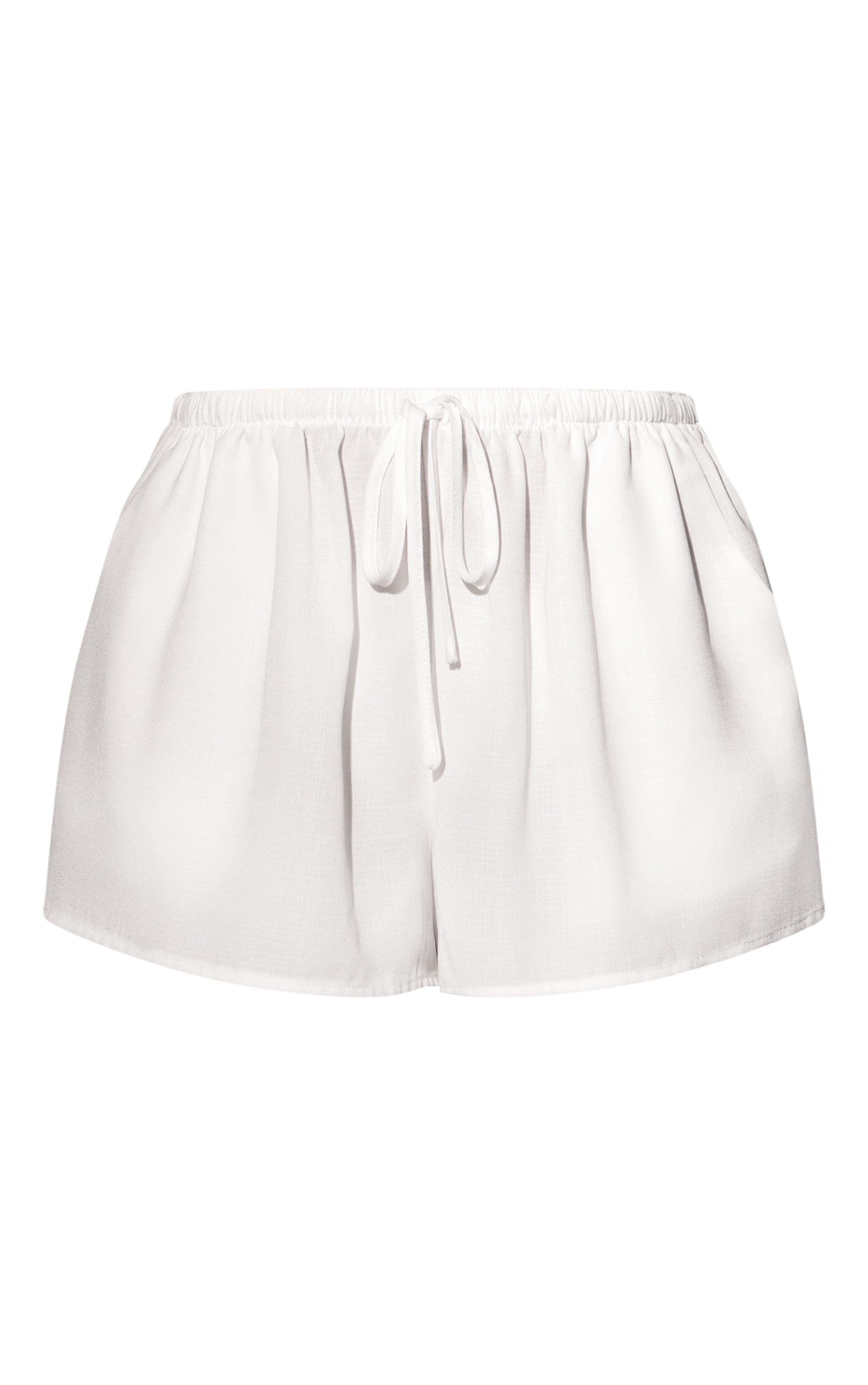 White Linen Look Drawstring Floaty Beach Shorts image 6