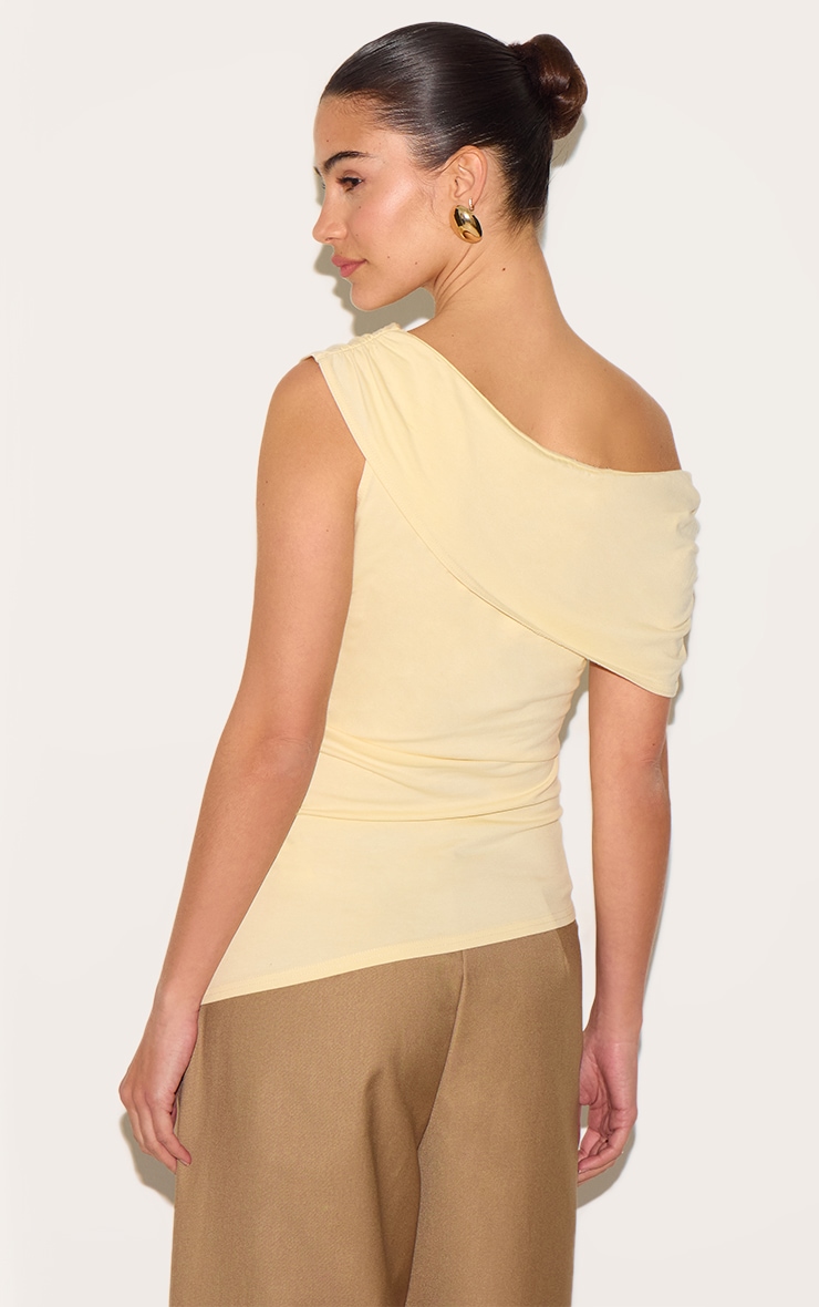 Almond Fold Over Cotton Asymmetric Hem Long Top image 2