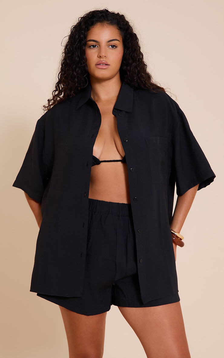 Plus Black Button Up Shirt image 1