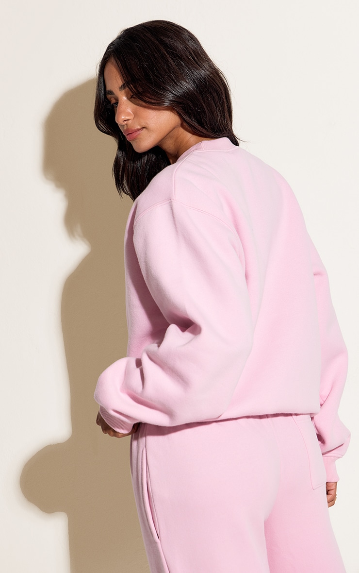 Petite Baby Pink Oversized Crew Sweatshirt image 2
