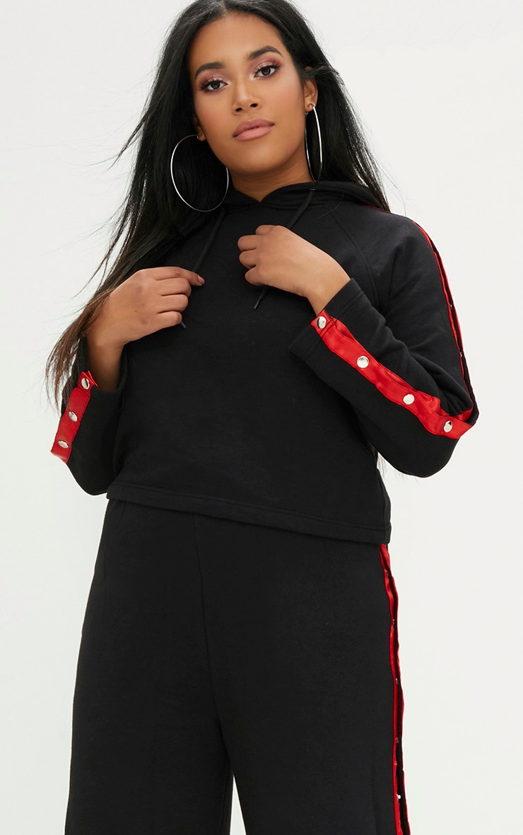 Plus Black/Red Popper Side Hoodie image 1